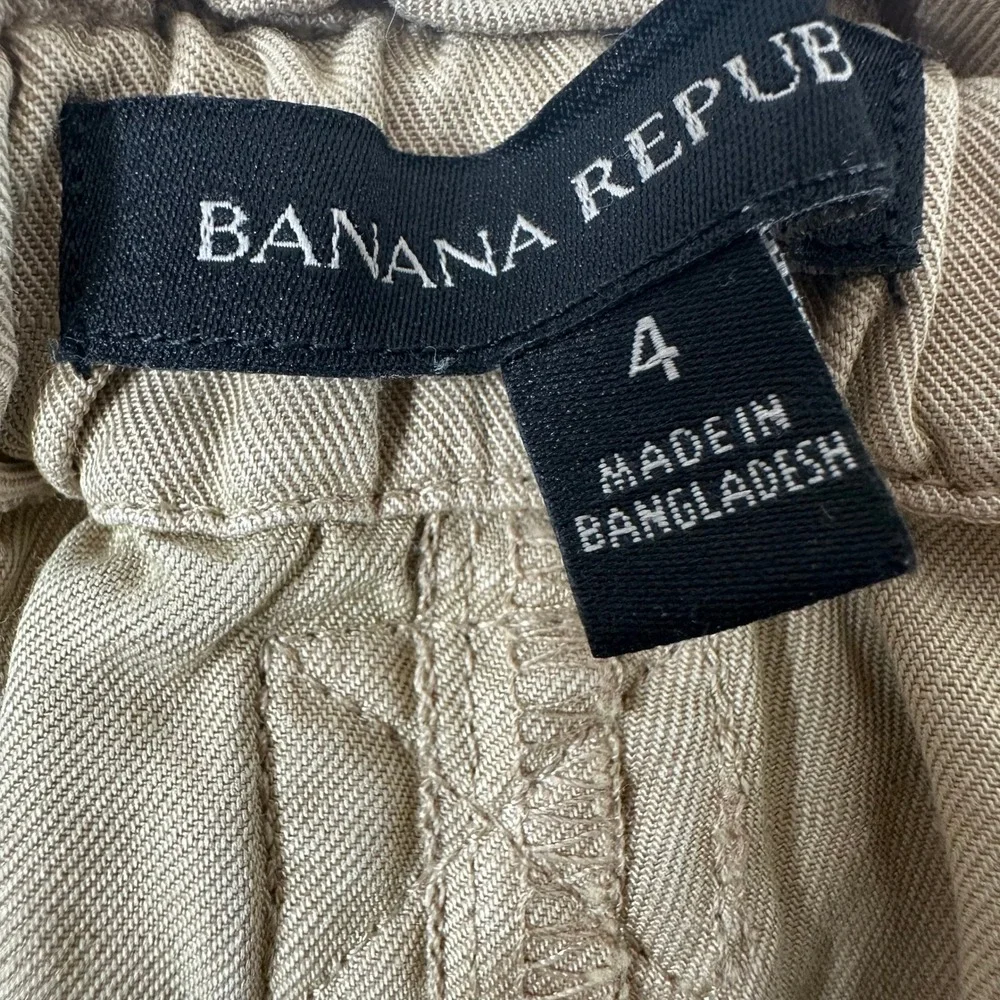 Banana Republic Womens Tan Khaki Lyocell Linen Utility Jogger Pants Size‎ 4